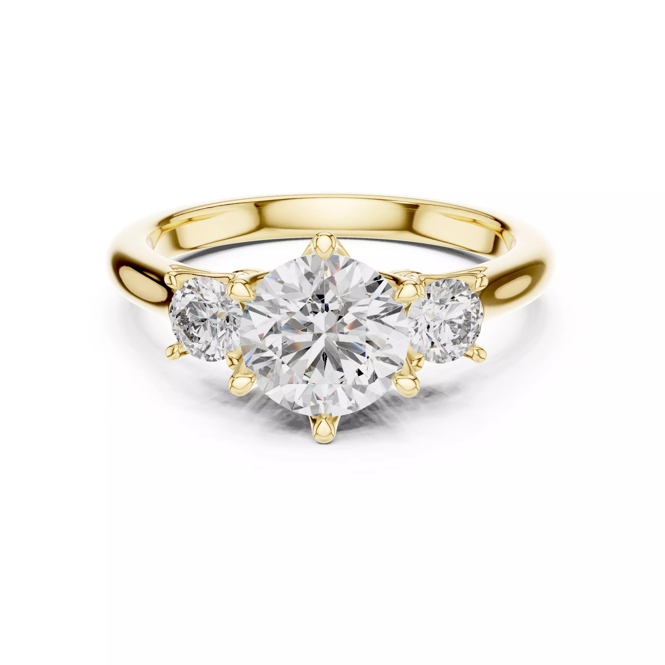 Tapered Trilogy Round Brilliant Ring 3D print model