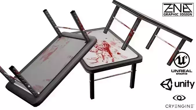 Post-Apocalyptic Bloody Table Low-poly 3D model
