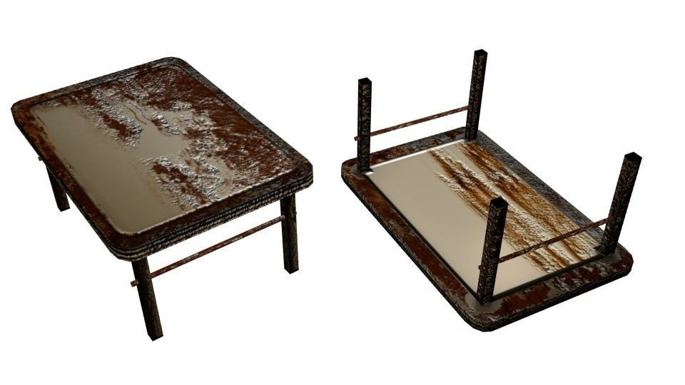Post-Apocalyptic Grimy Rusty Table Low-poly 3D model_1