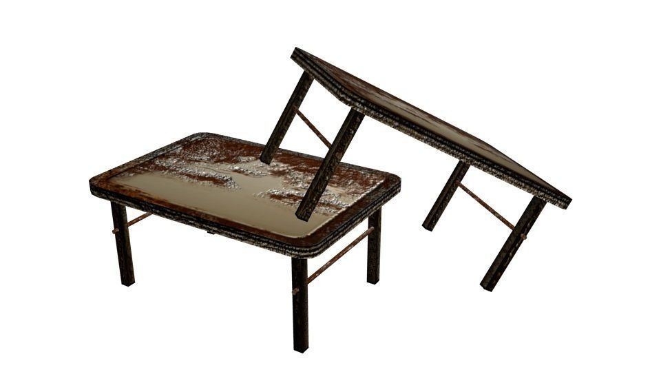 Post-Apocalyptic Grimy Rusty Table Low-poly 3D model_2