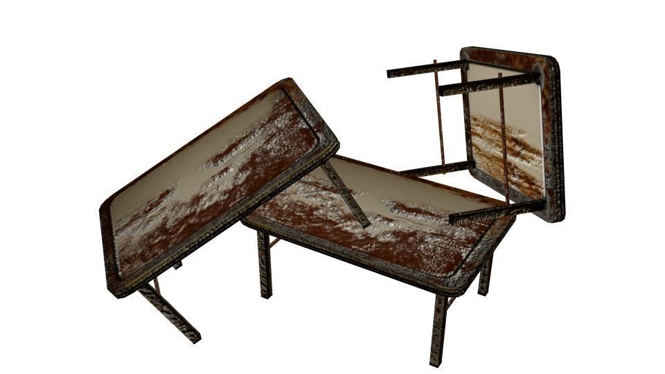Post-Apocalyptic Grimy Rusty Table Low-poly 3D model_4