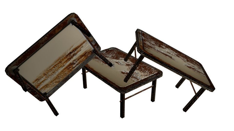 Post-Apocalyptic Grimy Rusty Table Low-poly 3D model_3