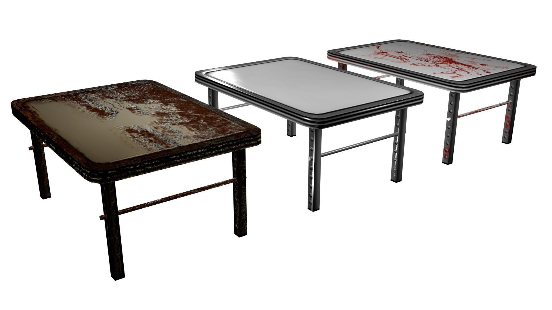 Post-Apocalyptic Table Set Low-poly 3D model_3