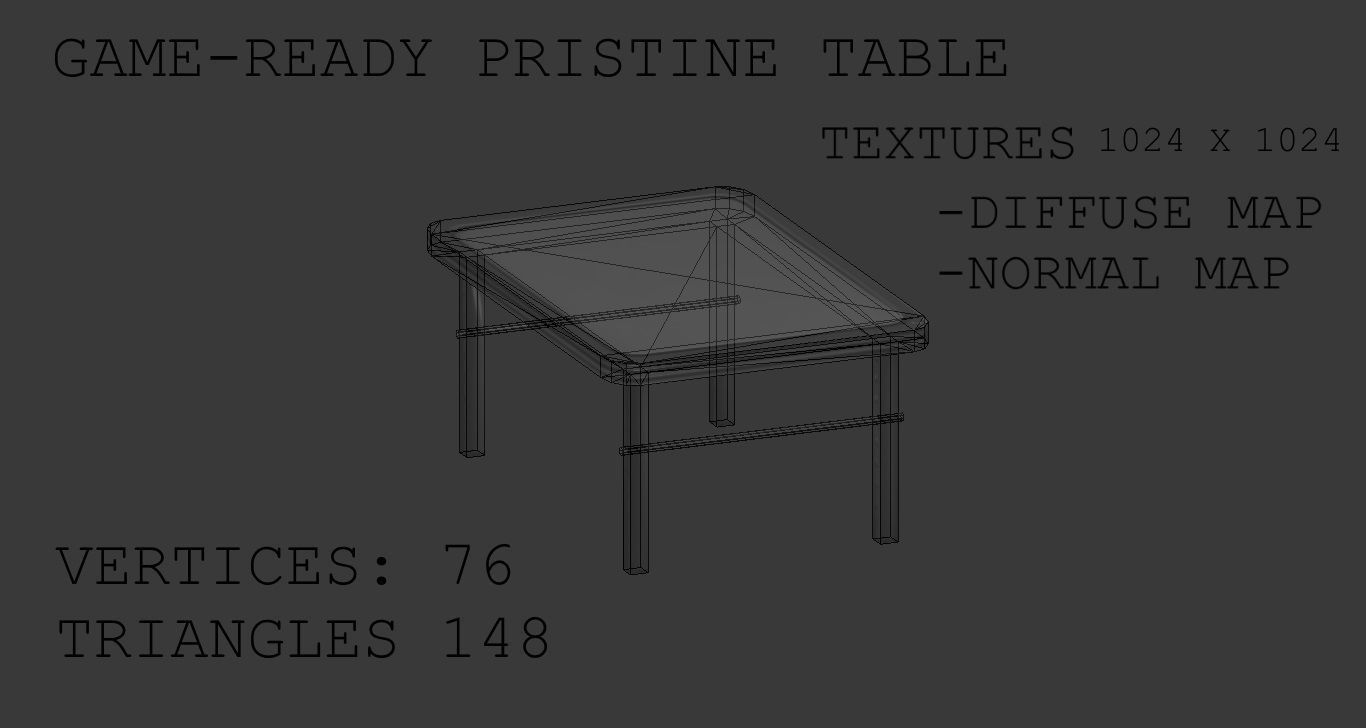 Post-Apocalyptic Table Set Low-poly 3D model_9