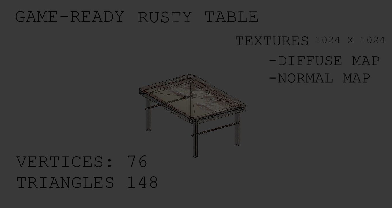 Post-Apocalyptic Table Set Low-poly 3D model_11
