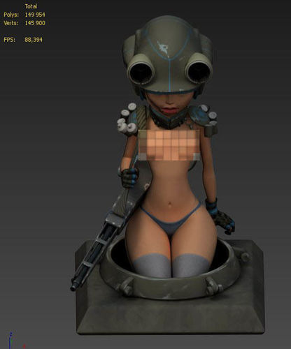 sniper girl Low-poly 3D model