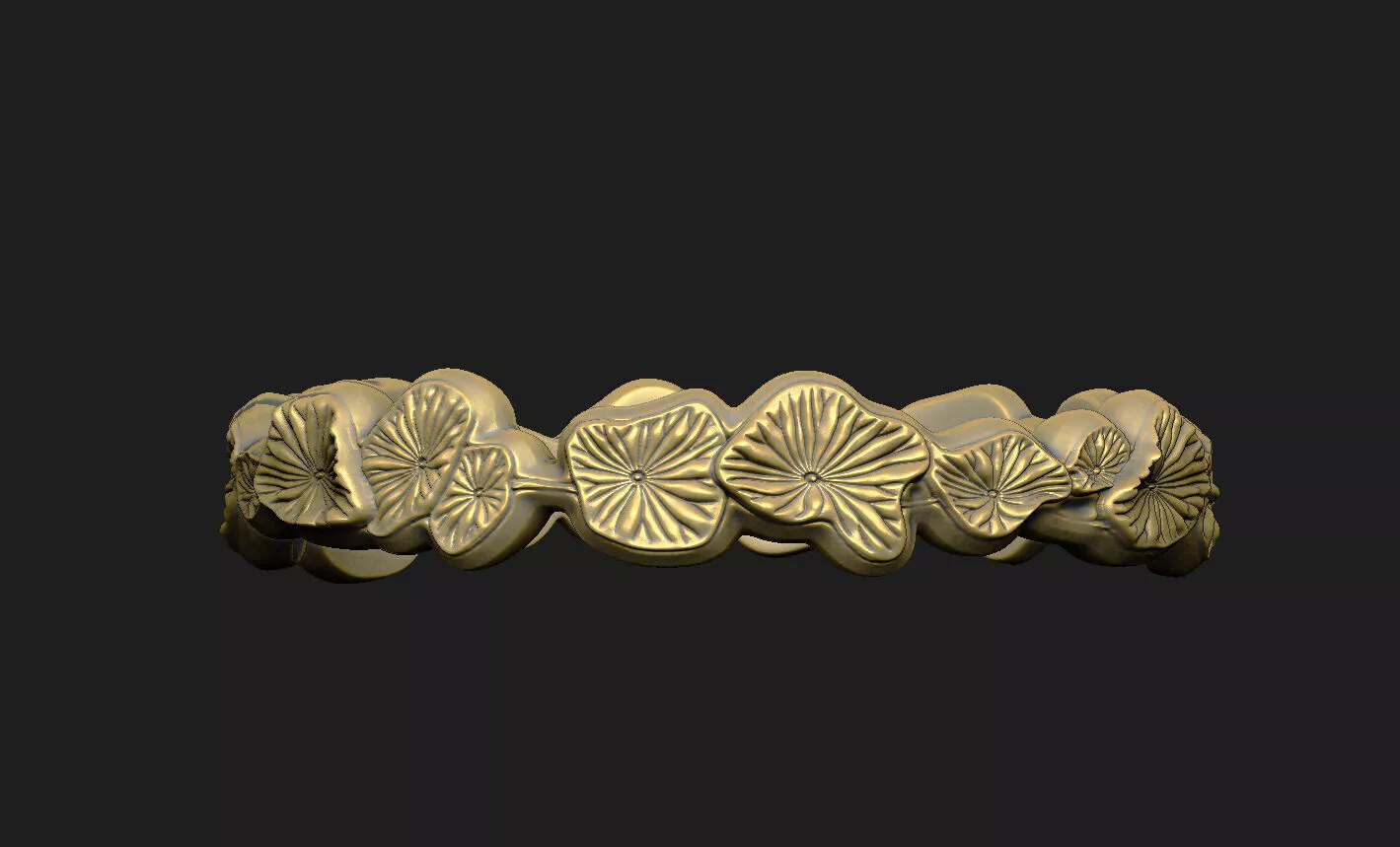 lotus leaf band floral-ring pansy flower-band organic 3D print model