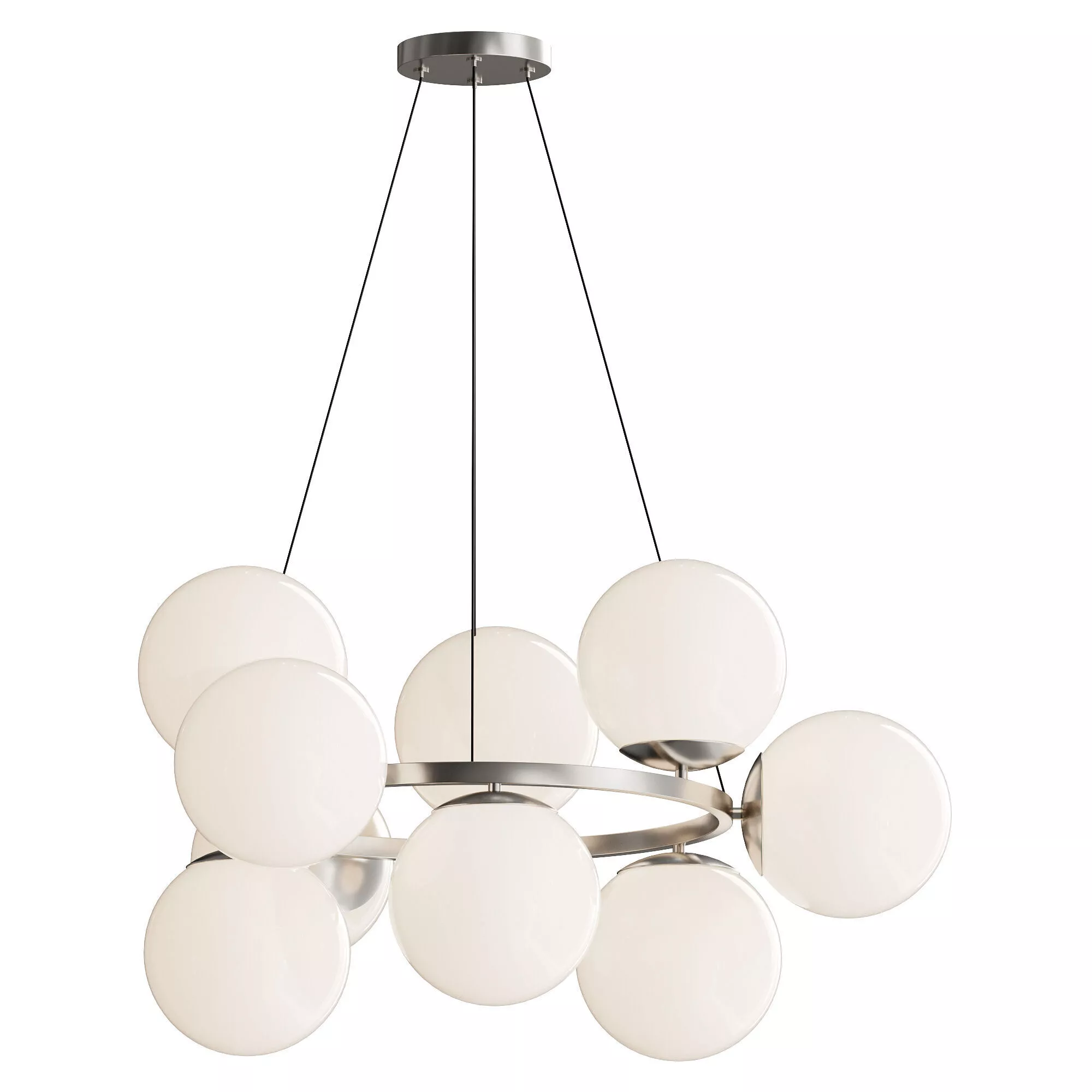 MyFar Aerton Nickel White Glass Molecule Chandelier 9 Light 3D model