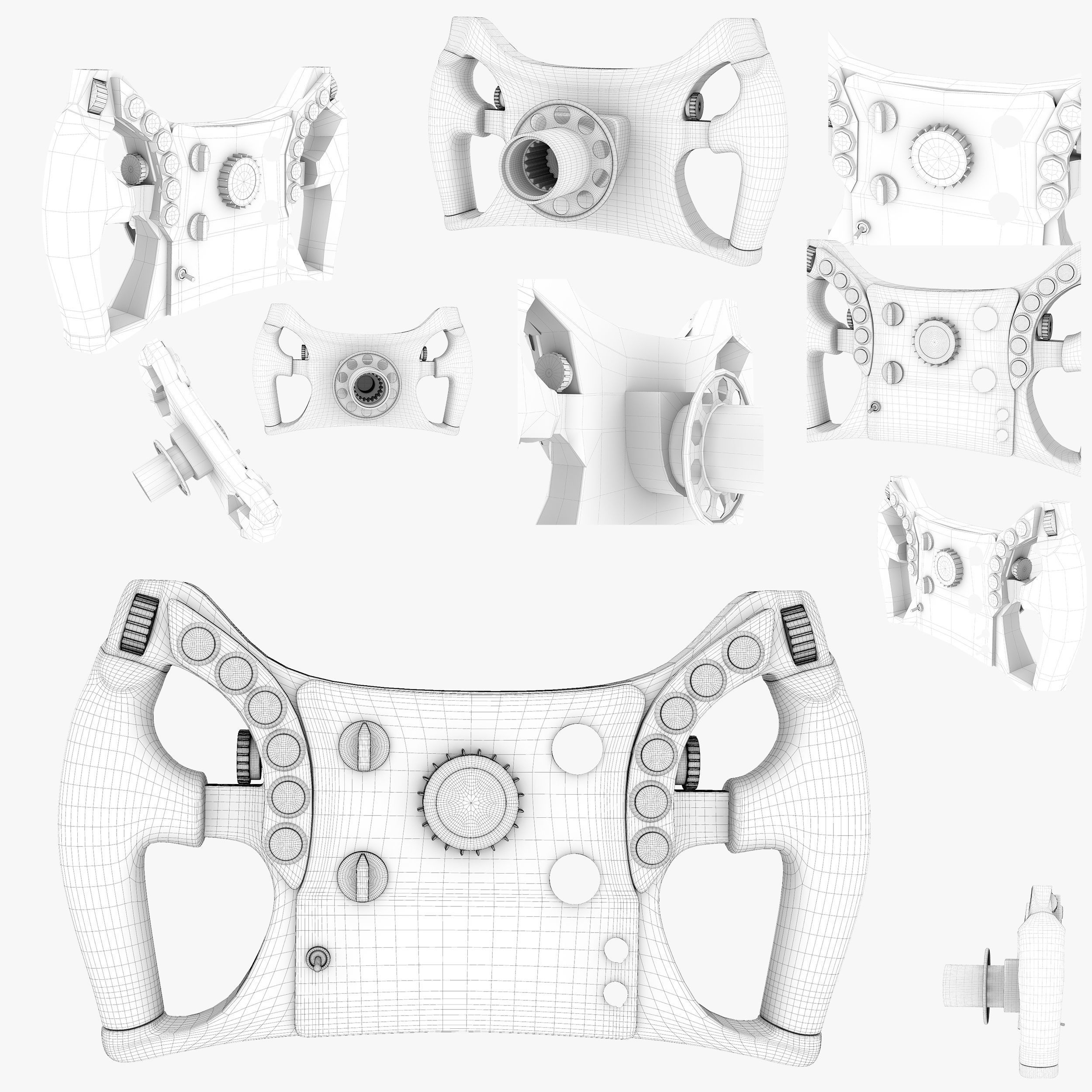 FW38 Steering Wheel Low-poly 3D model_10