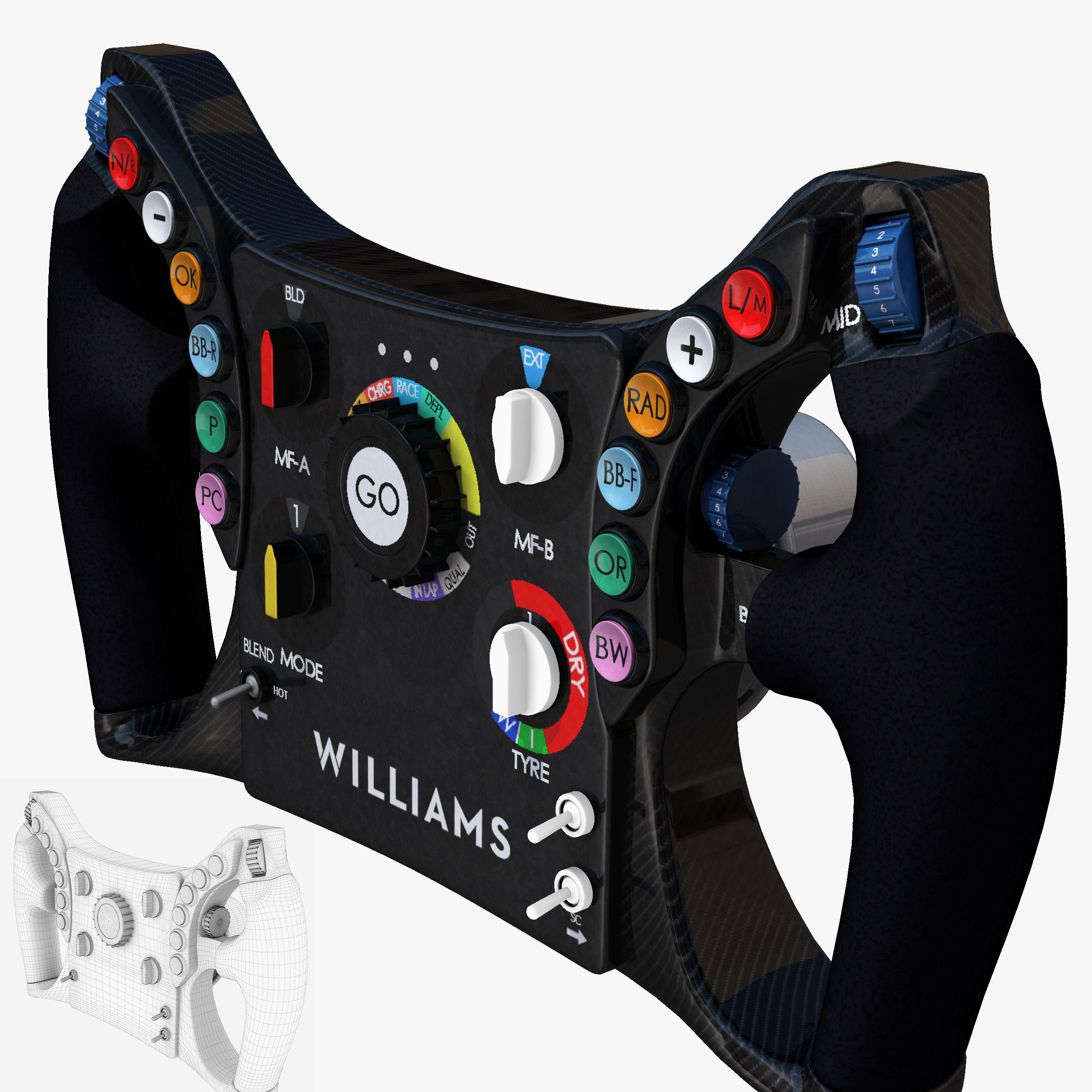 FW38 Steering Wheel Low-poly 3D model_7
