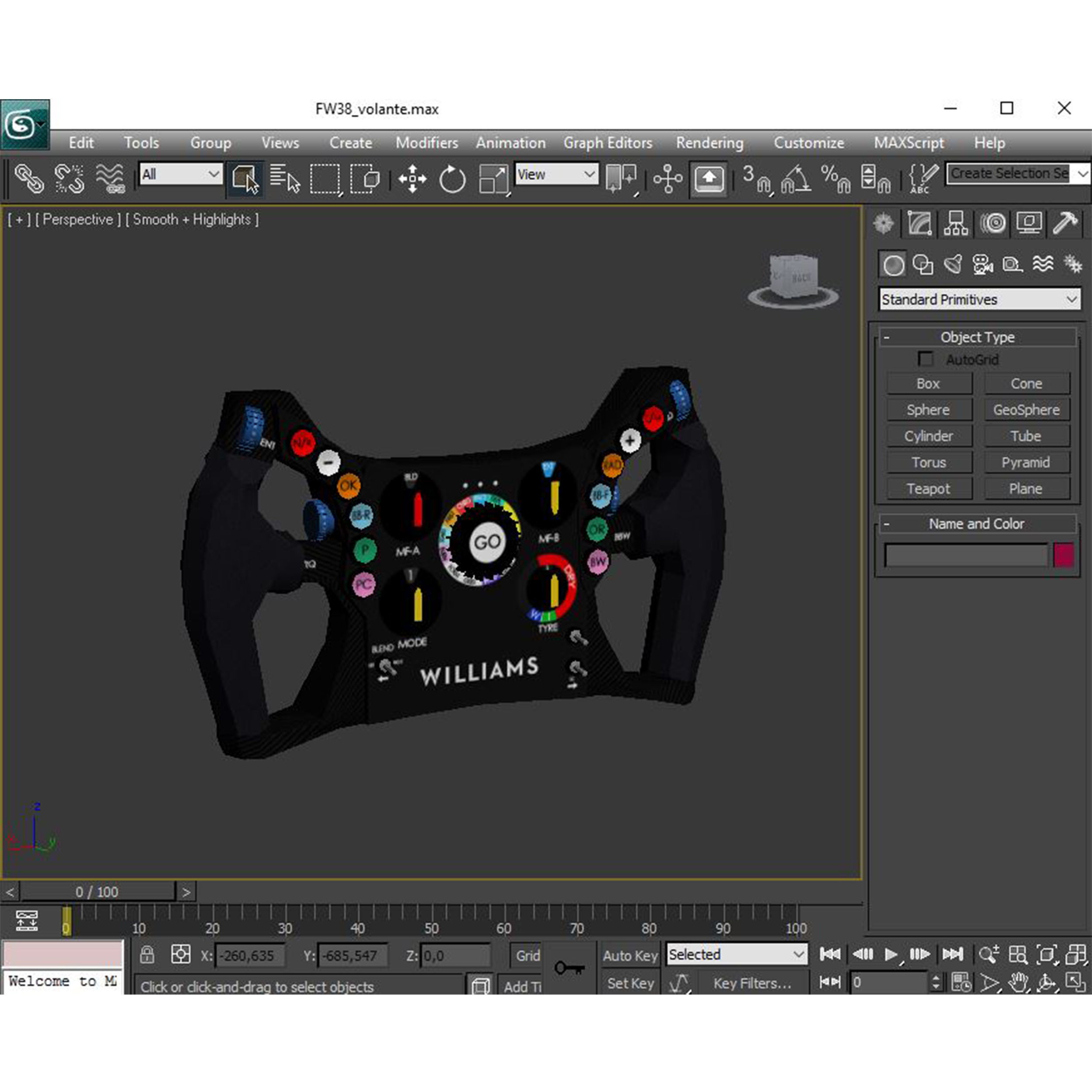 FW38 Steering Wheel Low-poly 3D model_11
