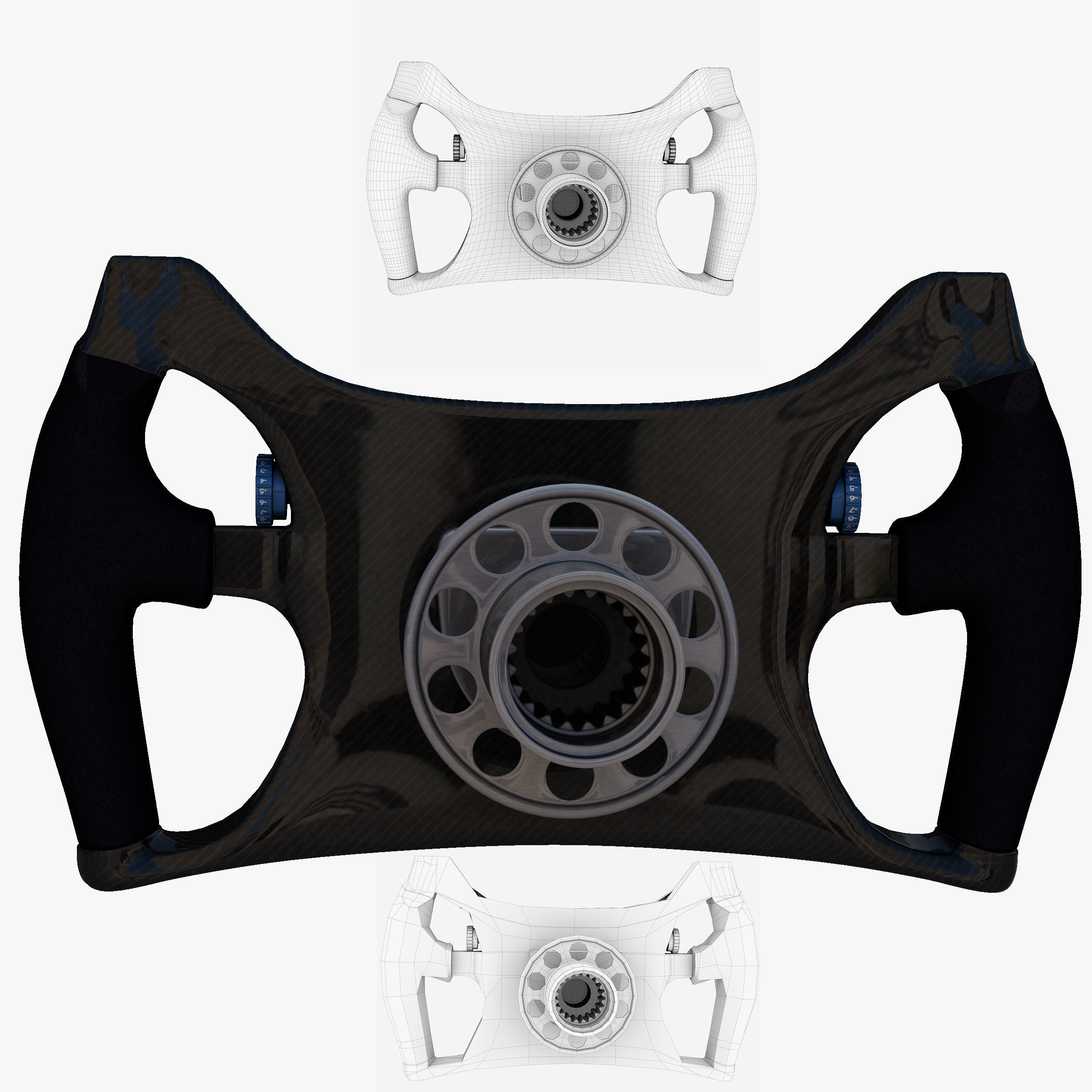 FW38 Steering Wheel Low-poly 3D model_2