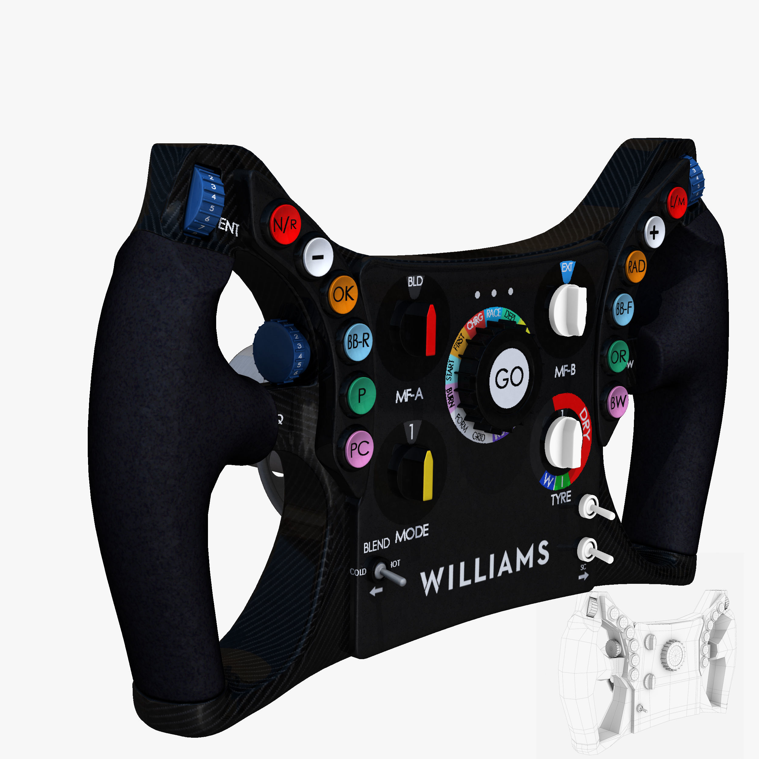 FW38 Steering Wheel Low-poly 3D model_4
