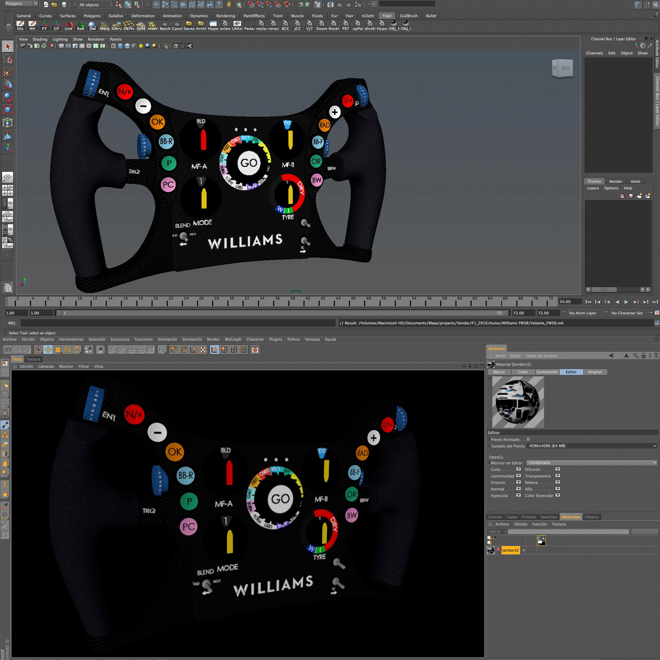 FW38 Steering Wheel Low-poly 3D model_12