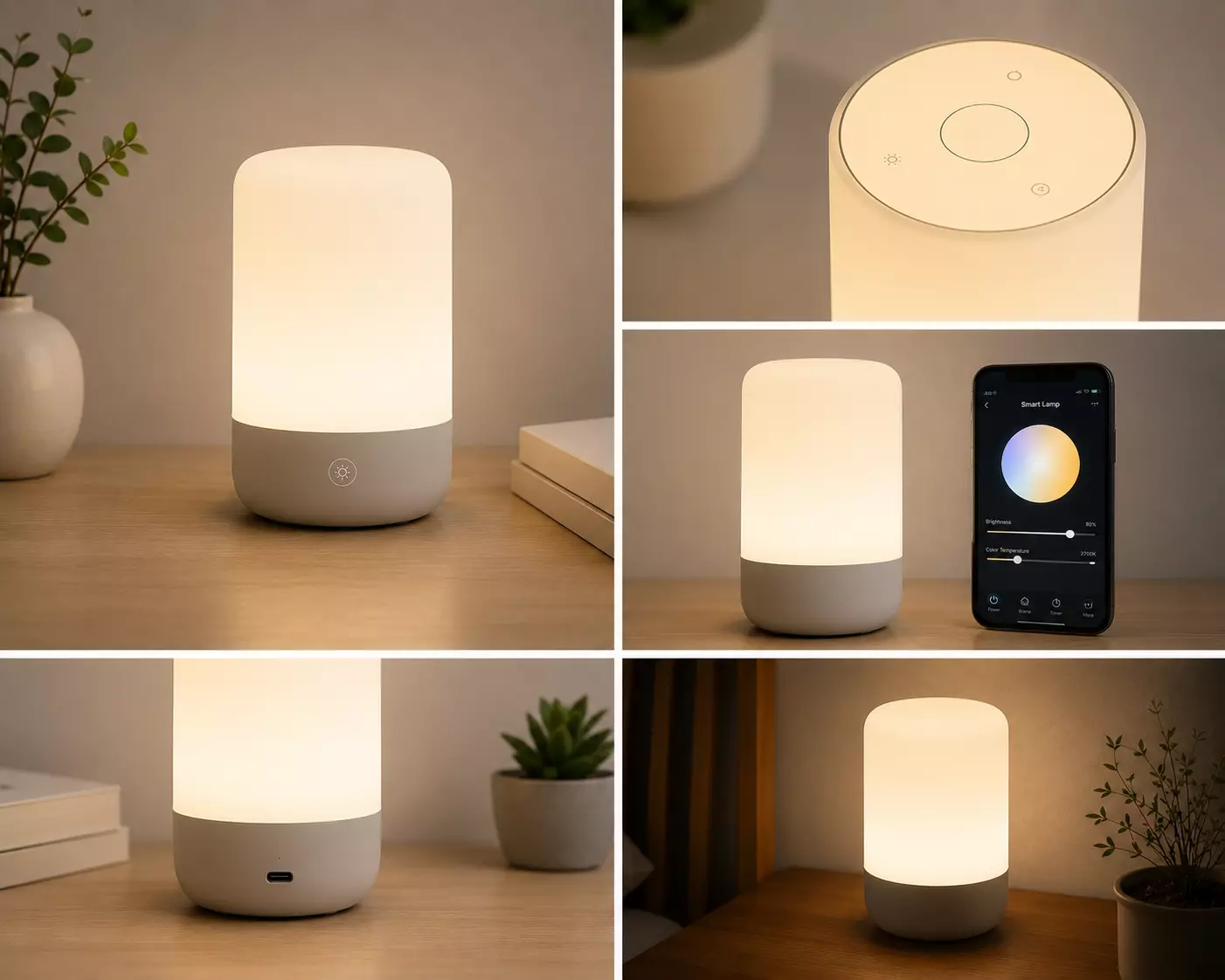 Modern Smart Bedside Lamp PBR Minimalist Night Light Low-poly 3D model