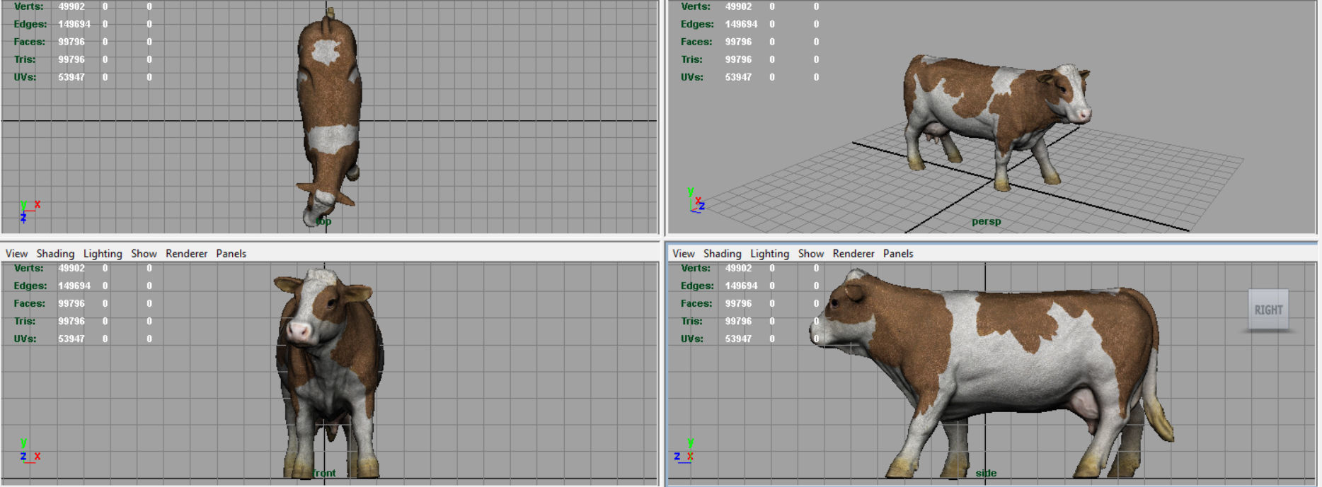 Cow 2 Low-poly 3D model_10