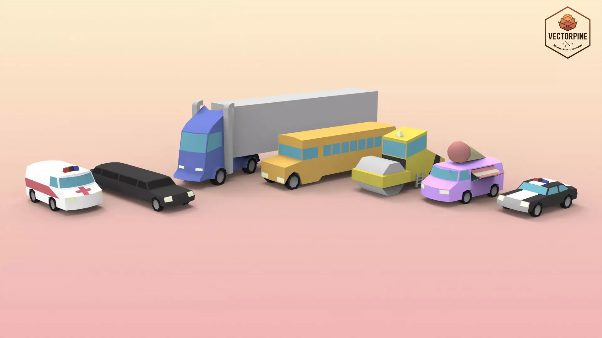 Low Poly Utility Vehicles Low-poly 3D model_0