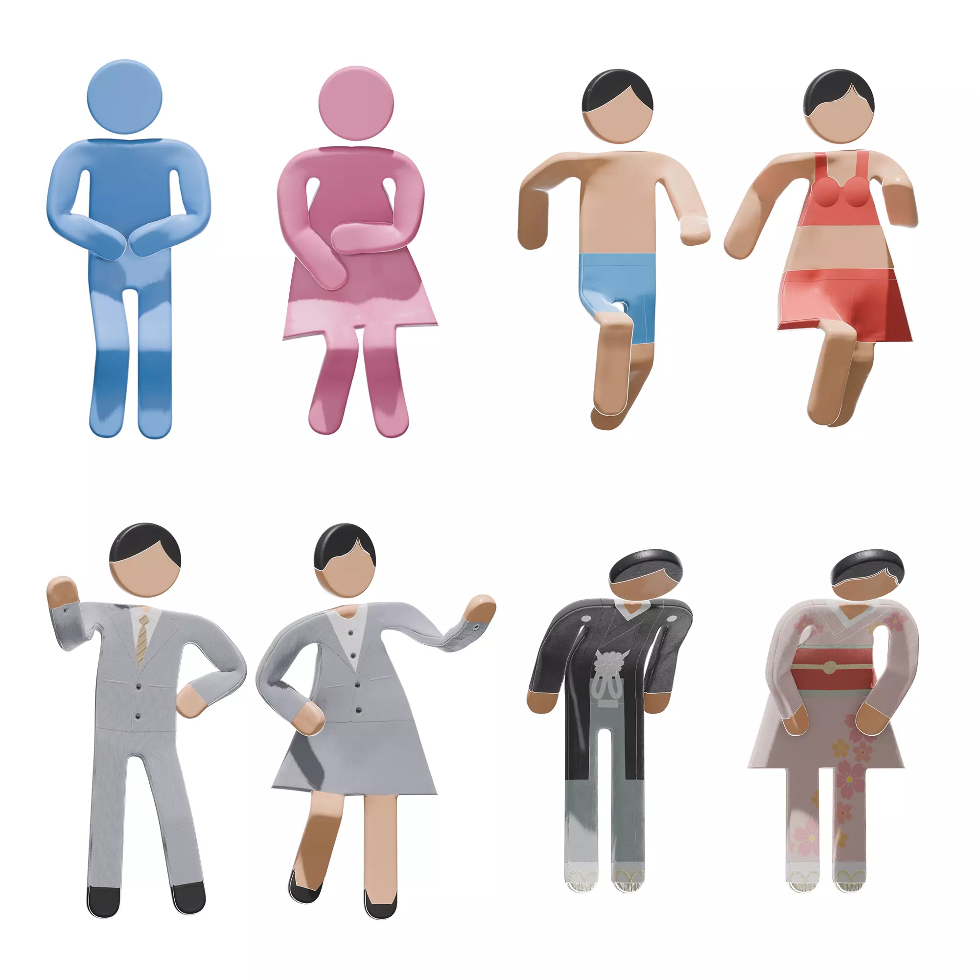 Rigged Stick Man - WC Symbols Low-poly 3D model