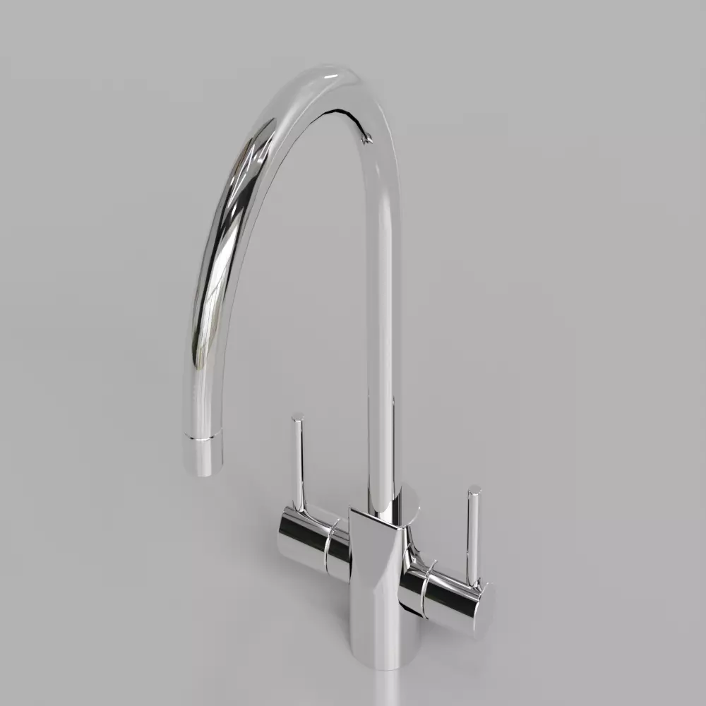 Modern Dual-Lever Kitchen Faucet Low-poly 3D model