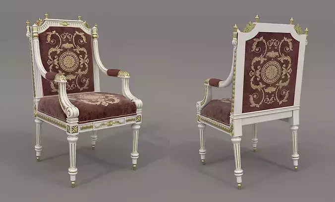 Versailles Classic European Dining Set 2 3D model 5