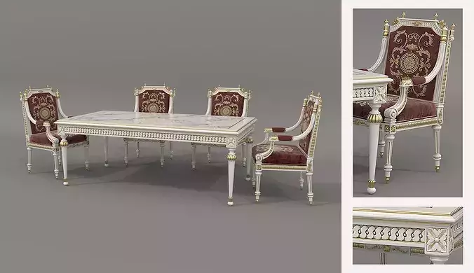 Versailles Classic European Dining Set 2 3D model