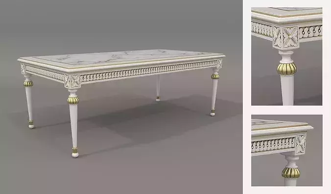 Versailles Classic European Dining Set 2 3D model 7