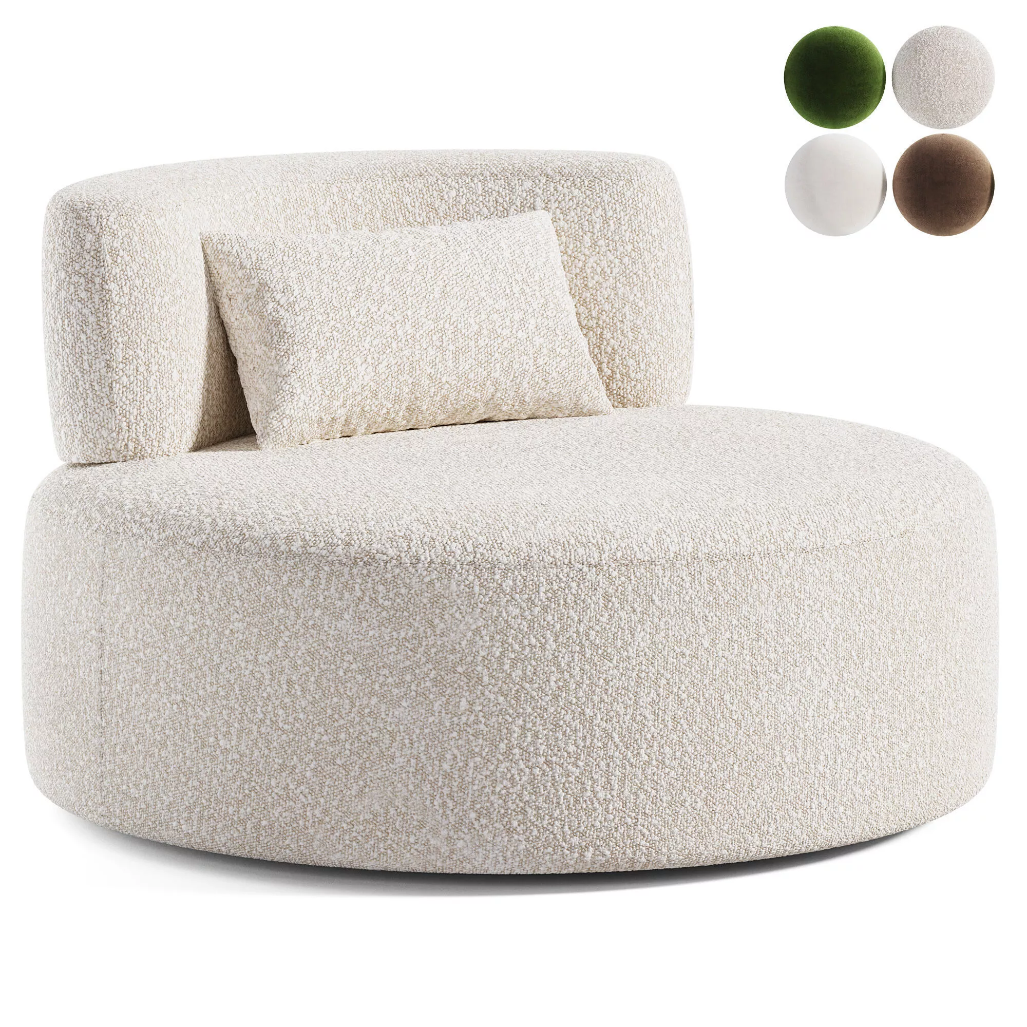 Claudia Swivel Chair Ivory 3D model