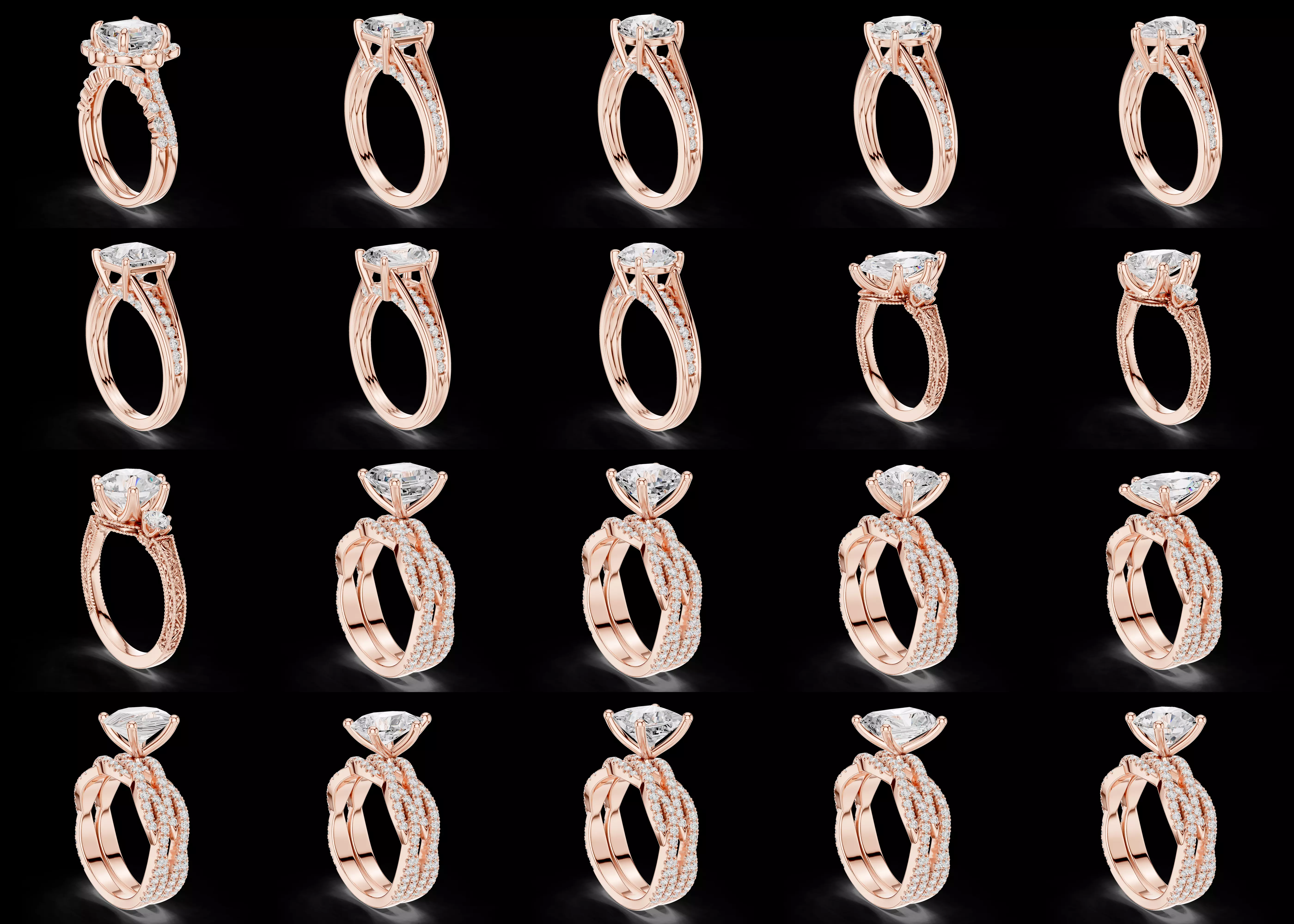 20 Luxury Solitaire Ring Combo Pack STL and 3DM Models 3D print model