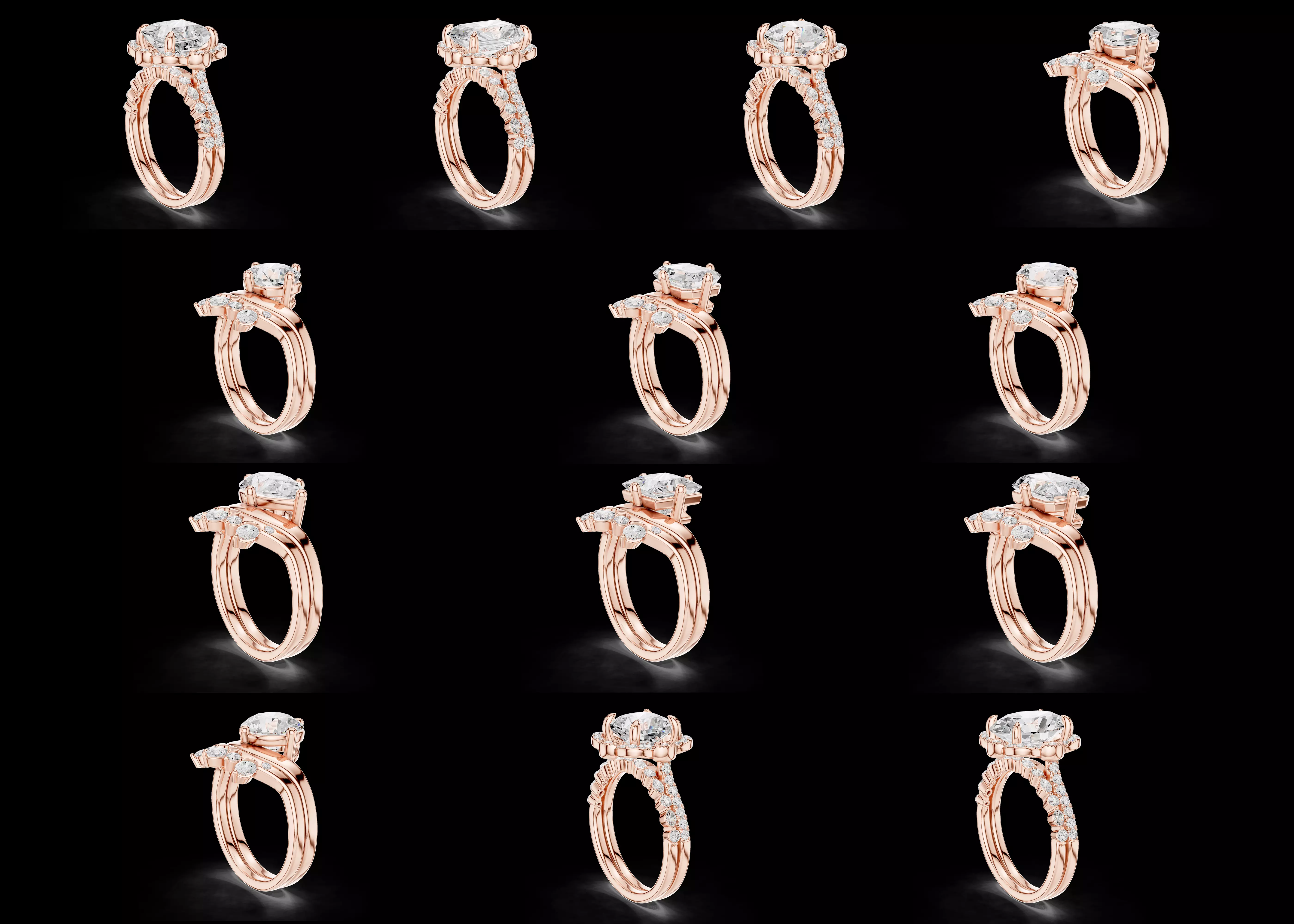 13 Luxury Engagement Rings Combo Pack STL and 3DM Files 3D print model