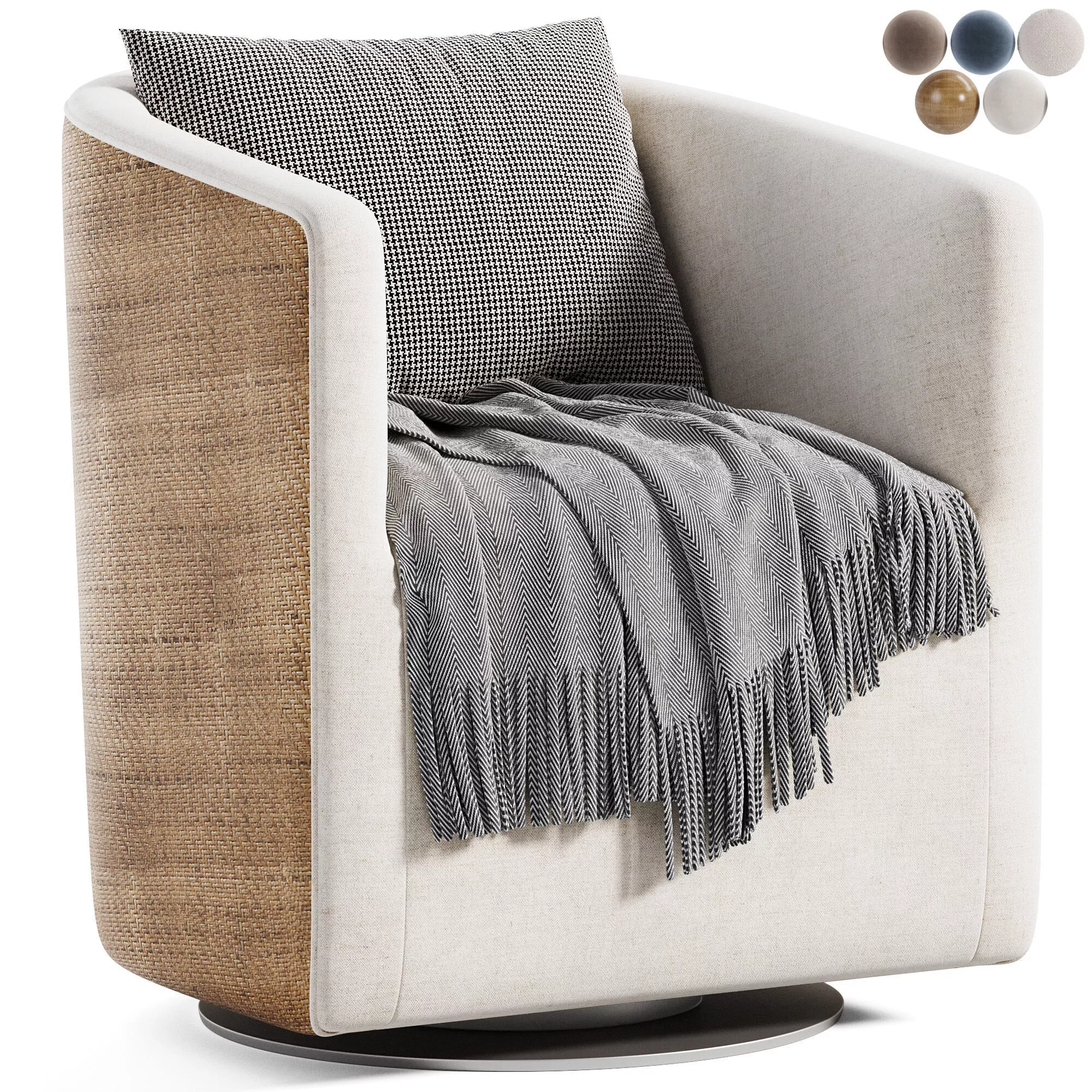 Zaila chair Natural Linen 3D model