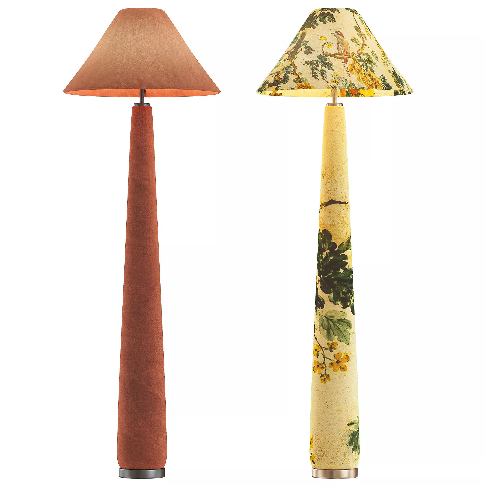 Lulu Printed Fabric Upholstered Empire Floor Lamp 3D model