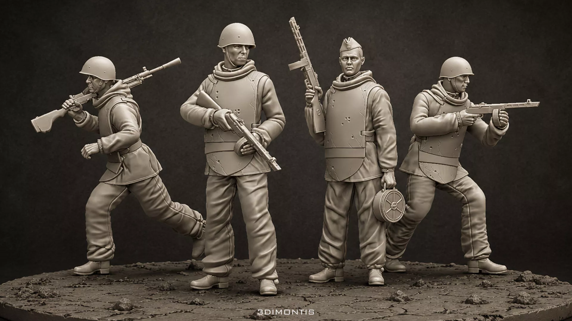 WW2 Soviet Red Army Soldiers STL Pack 16 Scale USSR Infantry 3D print model