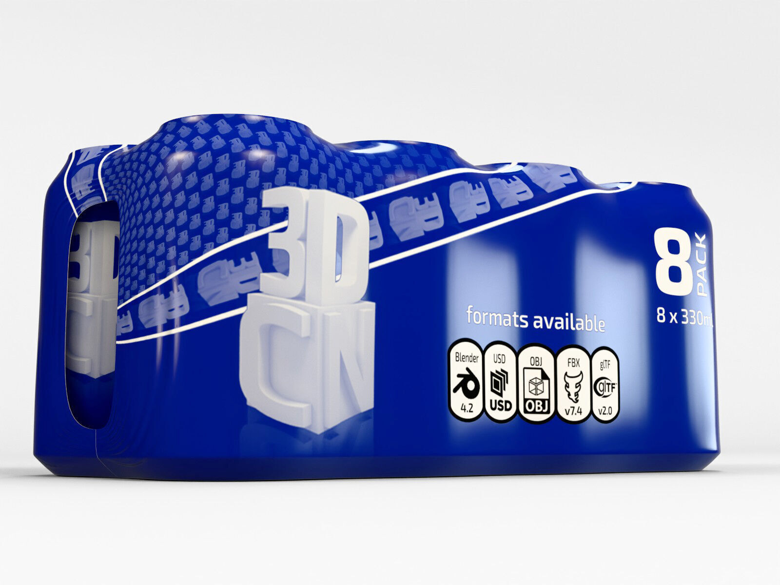 8 pack 330ml shrinkwrapped cans 3D model_8
