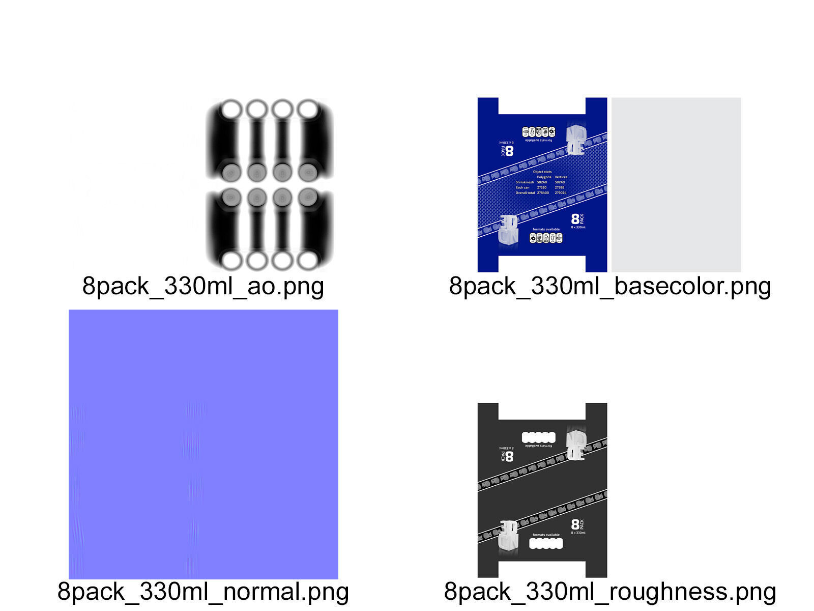 8 pack 330ml shrinkwrapped cans 3D model_11