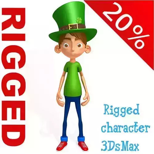 Leprechaun boy Cartoon Rigged 3D model