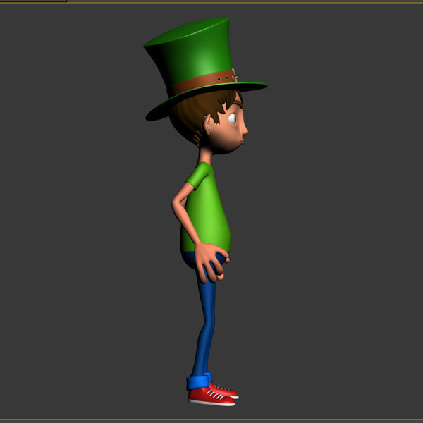 Leprechaun boy Cartoon Rigged 3D model_7