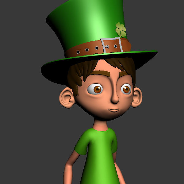 Leprechaun boy Cartoon Rigged 3D model_8