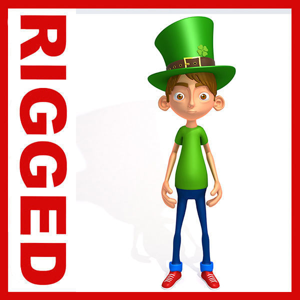 Leprechaun boy Cartoon Rigged 3D model_1