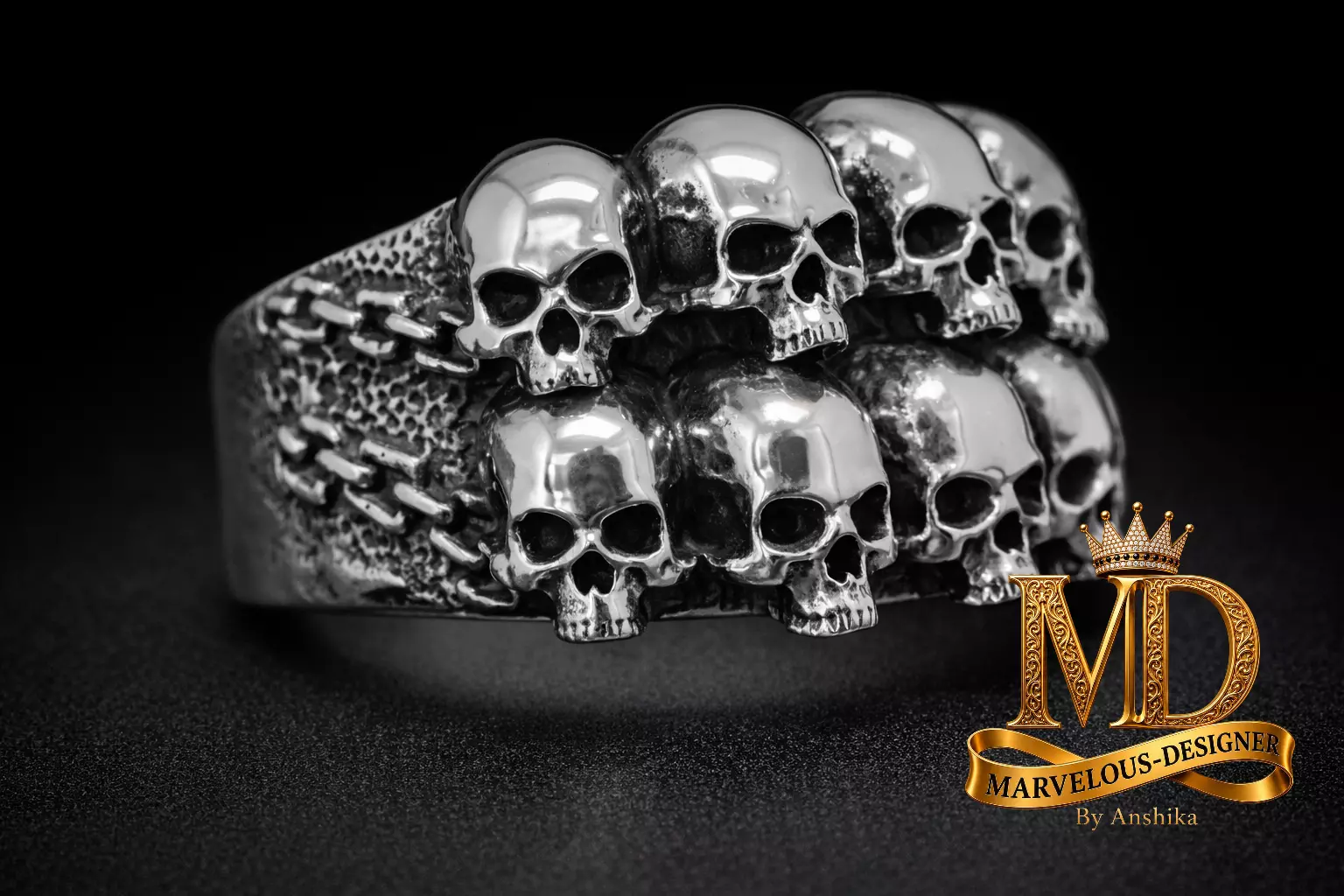Multi Skull Ring 3D print model
