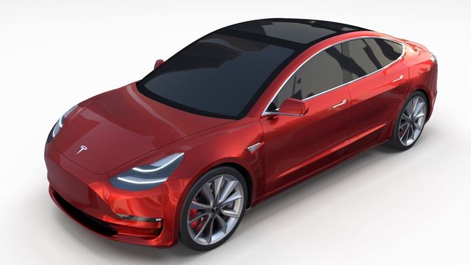Tesla Model 3 Red 3D model