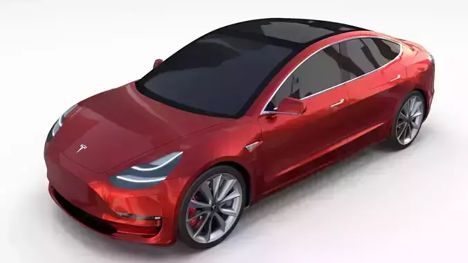 Tesla Model 3 Red 3D model