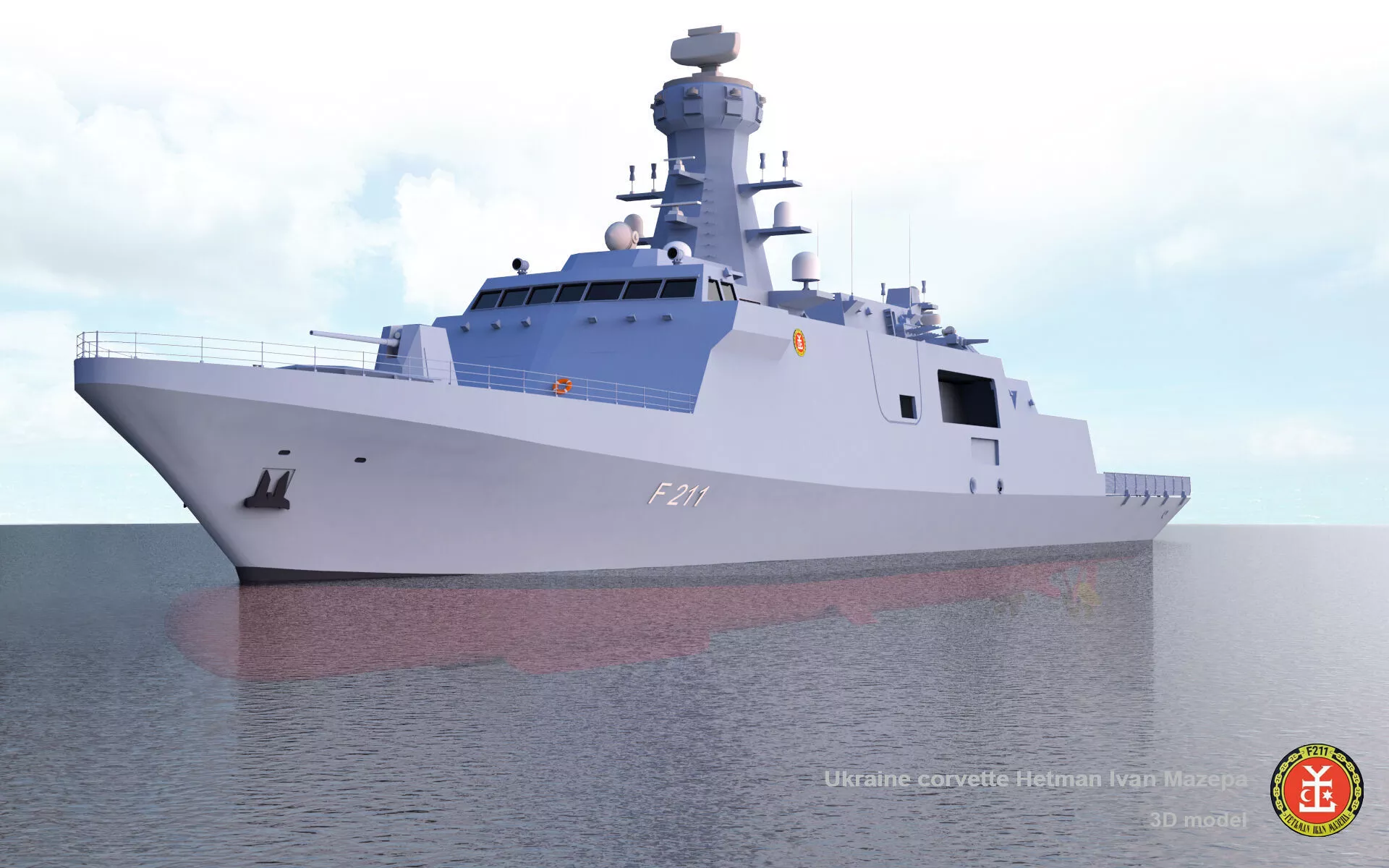 Ukrainian corvette Hetman Ivan Mazepa Low-poly 3D model