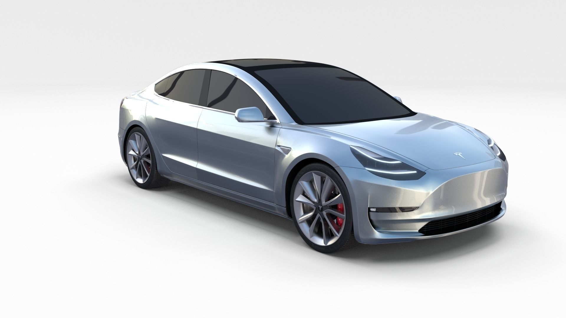 Tesla Model 3 Silver 3D model_3