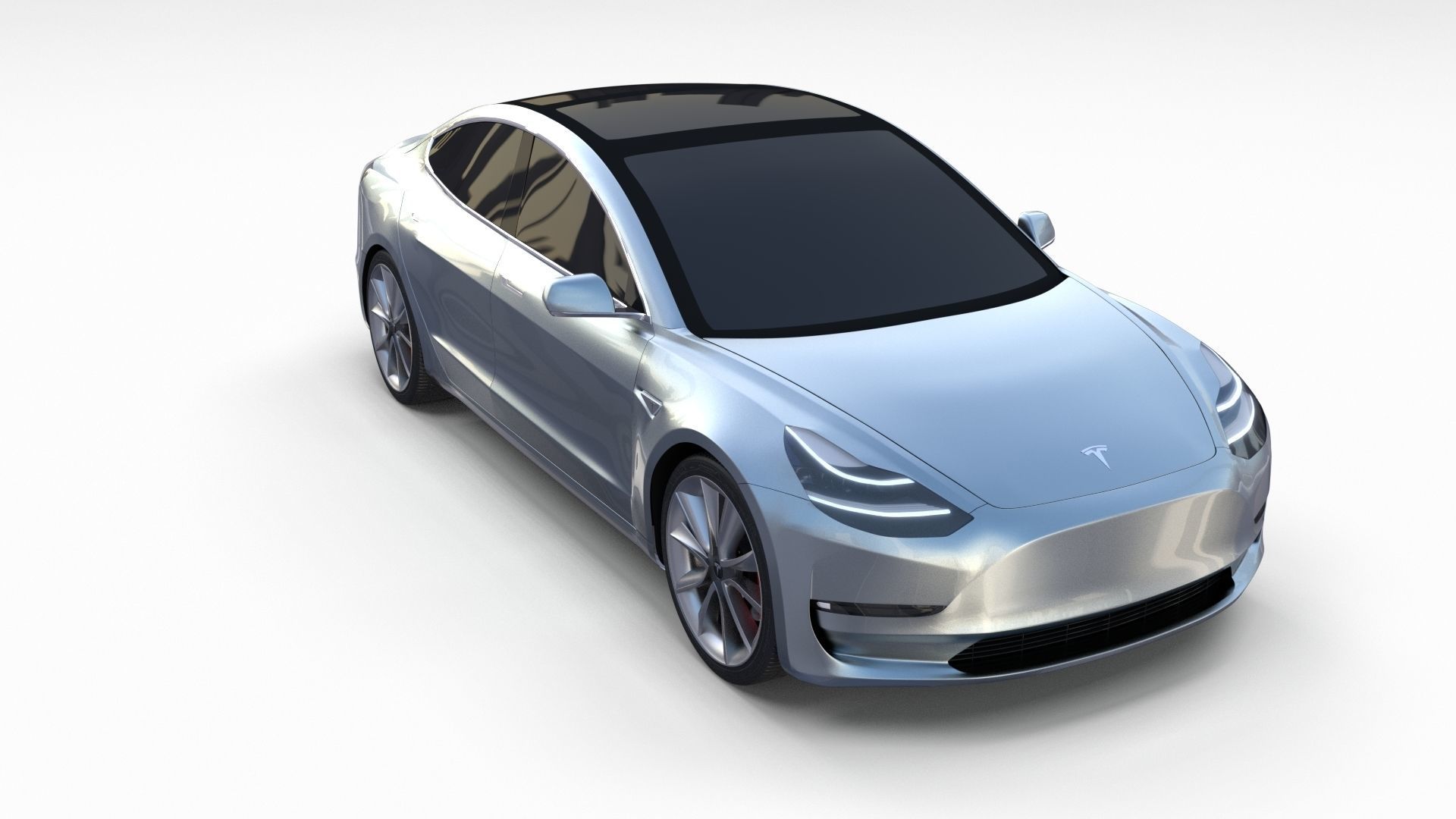 Tesla Model 3 Silver 3D model_15