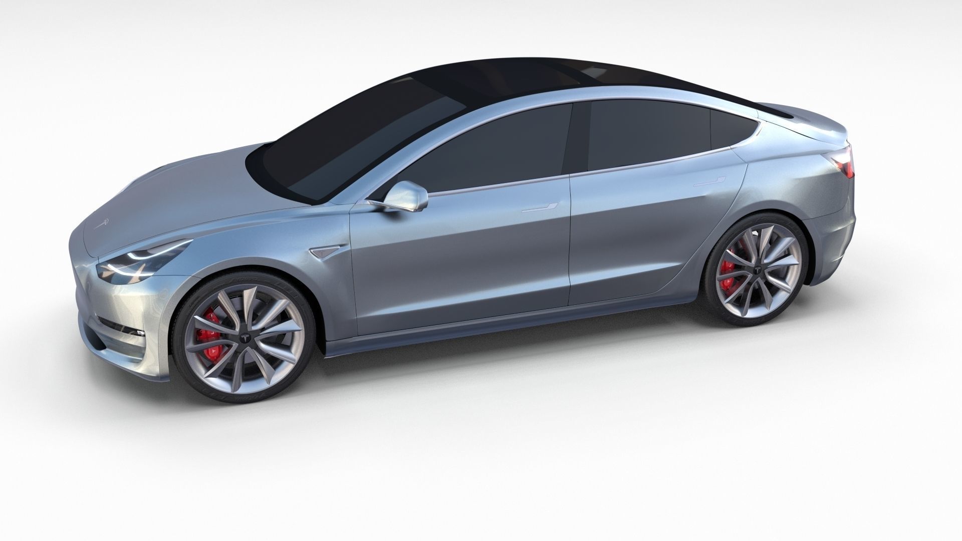 Tesla Model 3 Silver 3D model_6