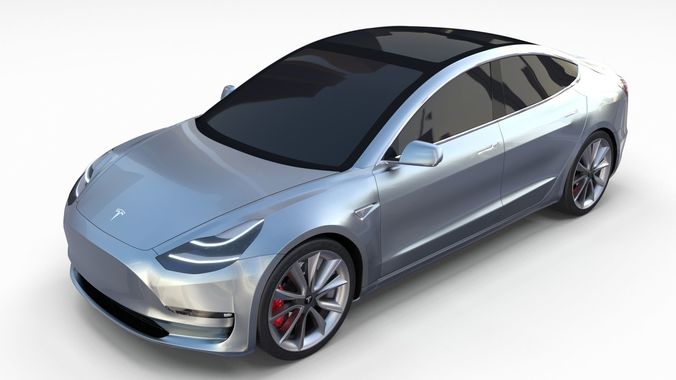 Tesla Model 3 Silver 3D model
