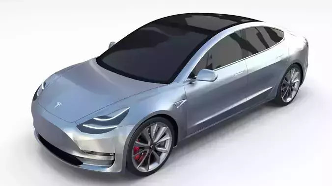 Tesla Model 3 Silver 3D model