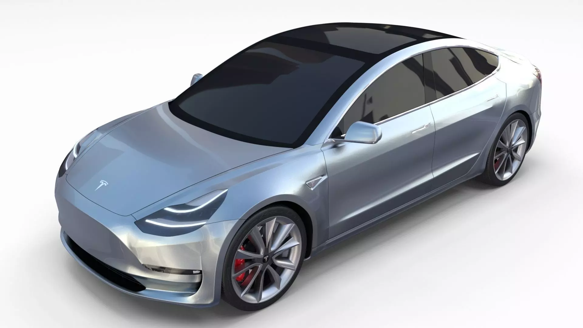 Tesla Model 3 Silver 3D model_0