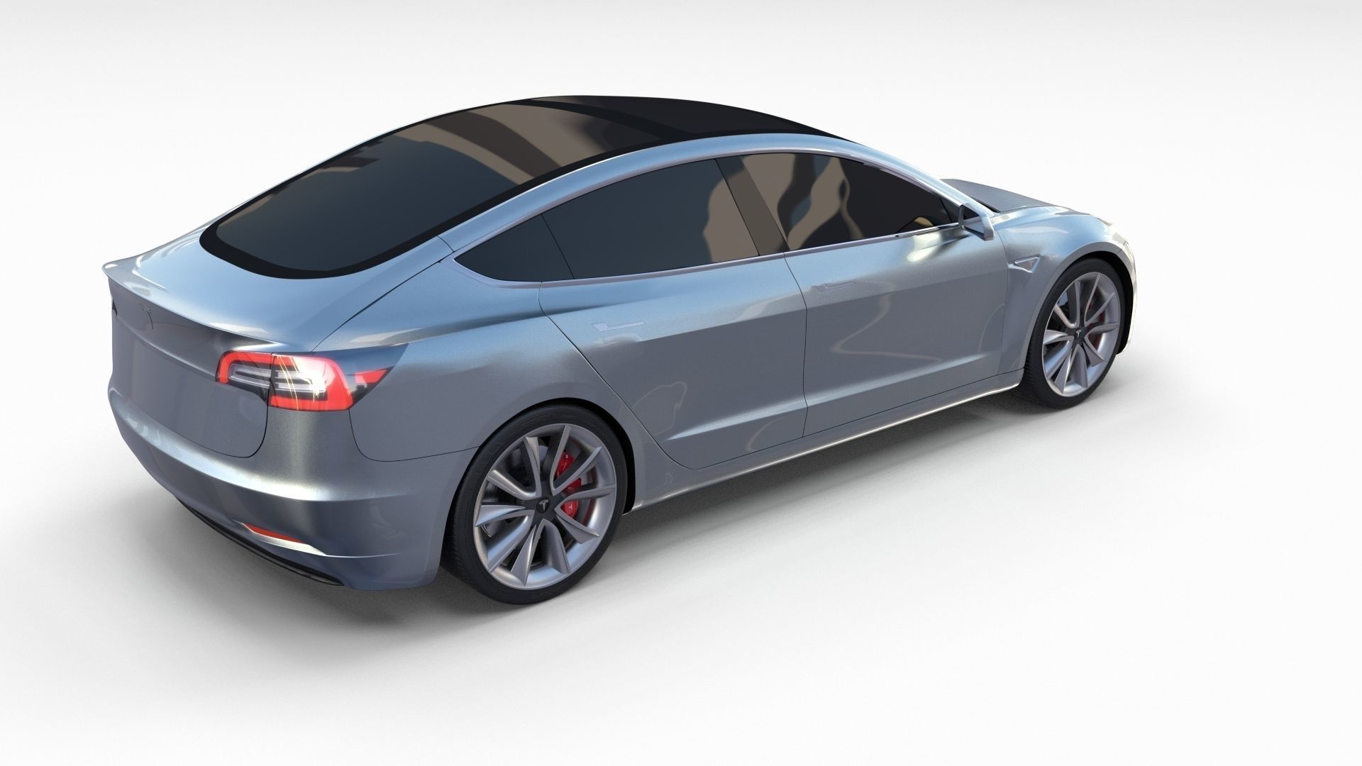 Tesla Model 3 Silver 3D model_20