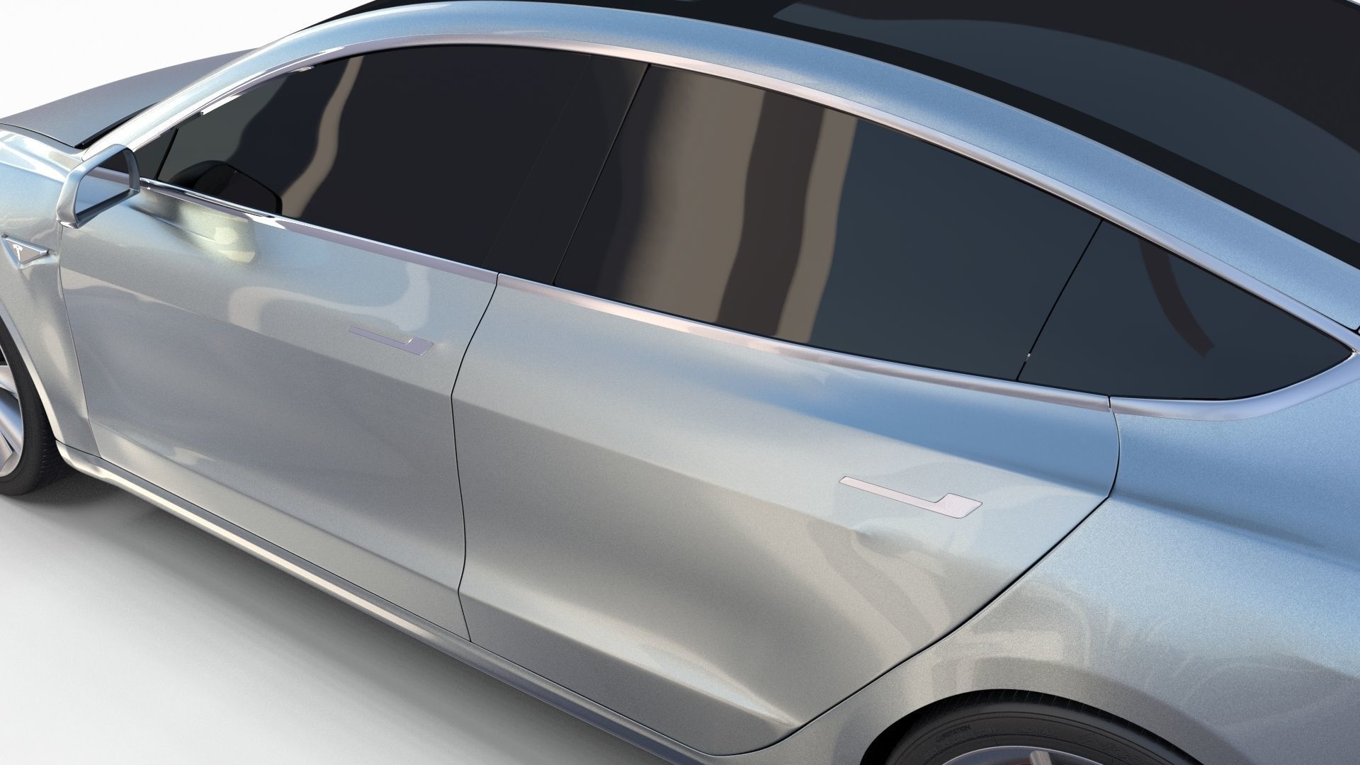 Tesla Model 3 Silver 3D model_9